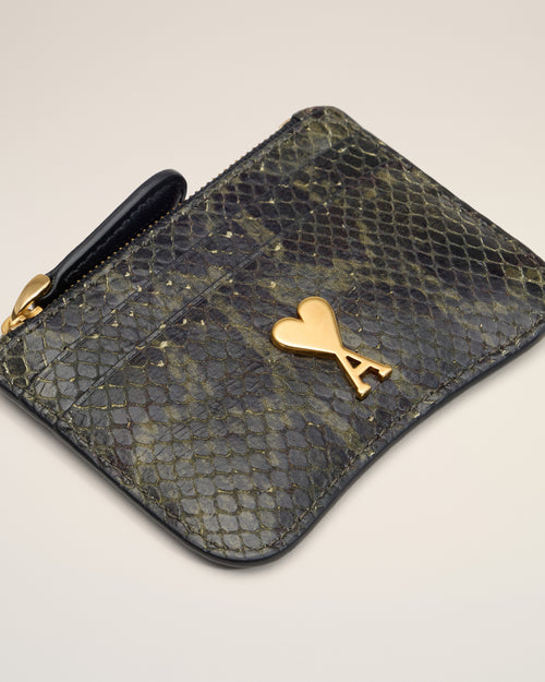 Green Leather Zipped Card Holder - 3 - Ami Paris