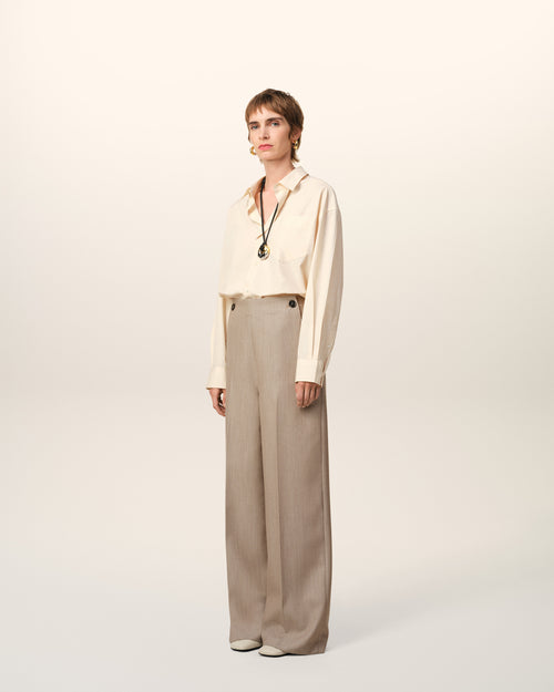 Beige New Wool Sailor Trousers - 6 - Ami Paris