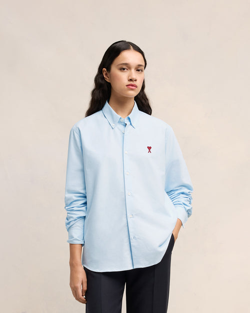 Blue Cotton Button-Down Ami de Coeur Shirt - 7 - Ami Paris