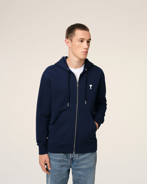 Hoodie Bleu Marine Ami de Coeur En Coton - 3 - Ami Paris