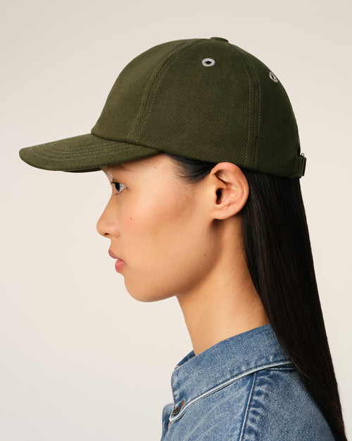 Green Cotton Embossed Ami de Coeur Cap - 11 - Ami Paris