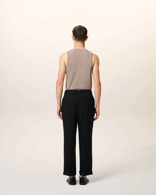 Black Wool Carrot Fit Trousers - 4 - Ami Paris