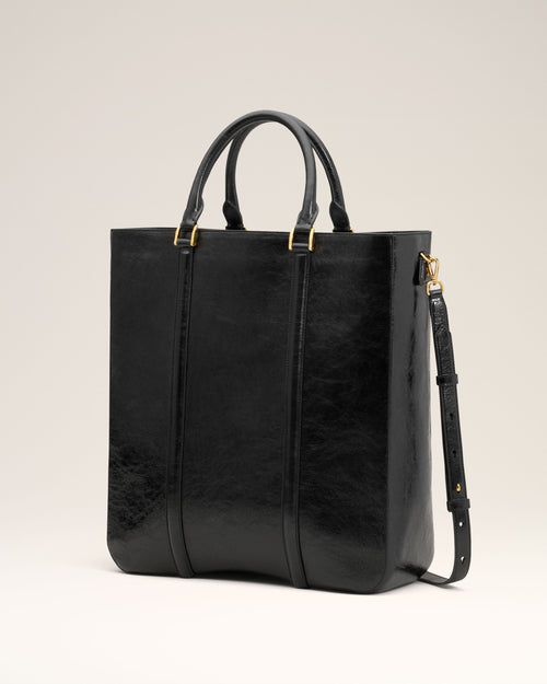 Black Leather North South Tote Bag - 2 - Ami Paris