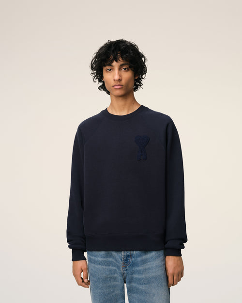 Navy Cotton Ami de Coeur Patch Sweatshirt - 3 - Ami Paris