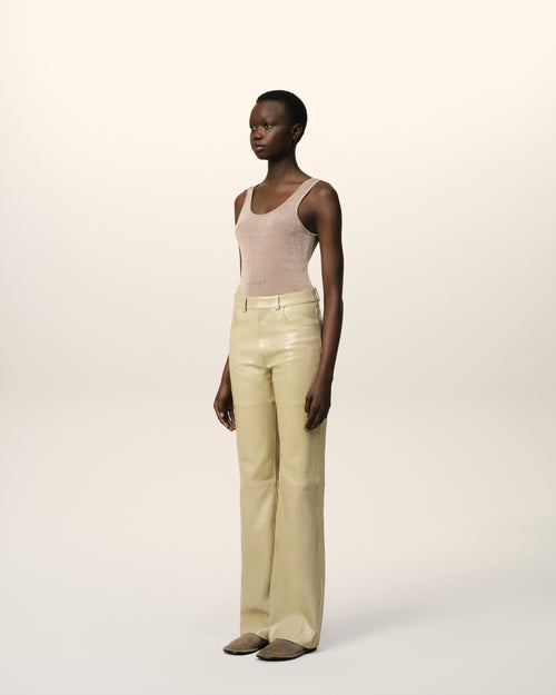 Leather Straight Fit Trousers - 6 - Ami Paris