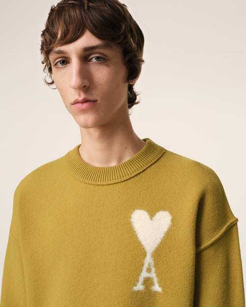 Mustard Wool Ami de Coeur Sweater - 4 - Ami Paris