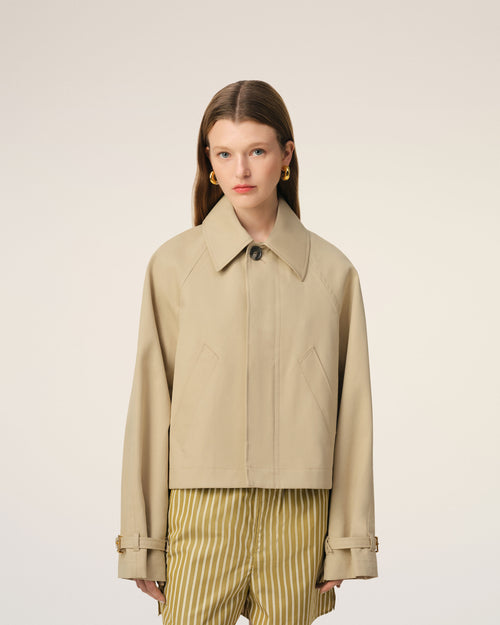 								Beige Cotton Buttoned Jacket - 3							 - Ami Paris