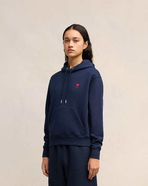 Navy Cotton Ami de Coeur Hoodie - 12 - Ami Paris