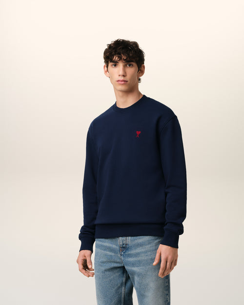 Navy Cotton Ami de Coeur Sweatshirt - 6 - Ami Paris