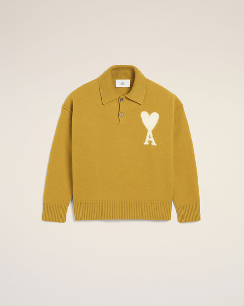 Mustard Wool Ami de Coeur Polo - 4 - Ami Paris