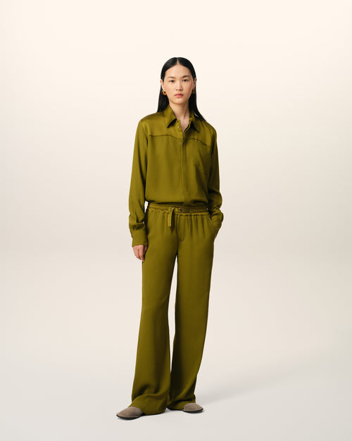 							Khaki Flare Fit Elasticated Trousers - 3						 - Ami Paris