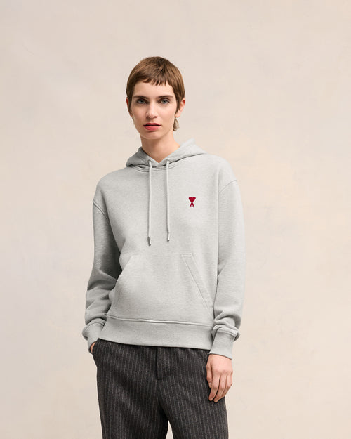 							Grey Cotton Ami de Coeur Hoodie - 3						 - Ami Paris