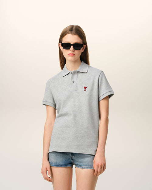 									Grey Cotton Ami de Coeur Polo Shirt - 3								 - Ami Paris