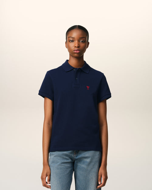 							Navy Cotton Ami de Coeur Polo Shirt - 3						 - Ami Paris