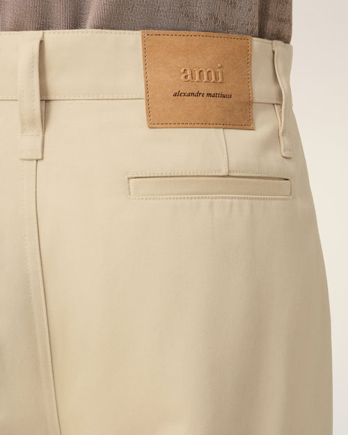 Beige Cotton Baggy Fit Trousers - 5 - Ami Paris