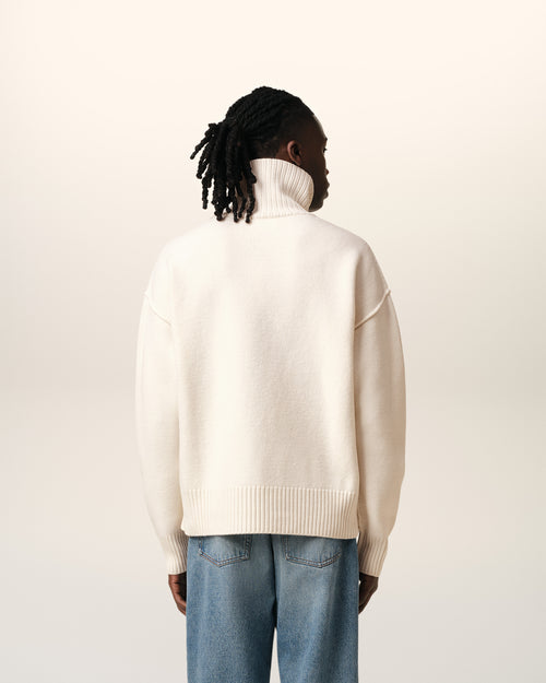 White Wool Ami de Coeur Sweater - 5 - Ami Paris