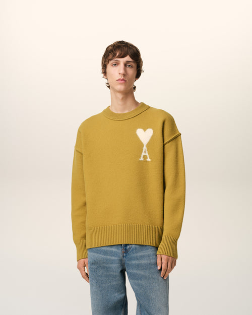 Mustard Wool Ami de Coeur Sweater - 1 - Ami Paris