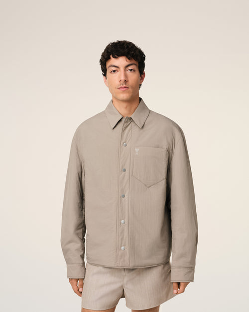 Beige Canvas Padded Ami de Coeur Overshirt - 3 - Ami Paris