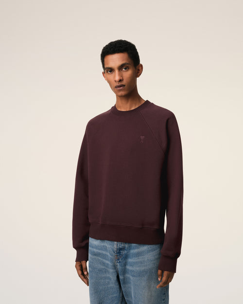 Burgundy Cotton Tonal Ami de Coeur Sweatshirt - 3 - Ami Paris