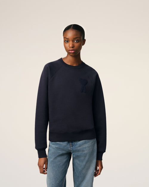 Navy Cotton Ami de Coeur Patch Sweatshirt - 9 - Ami Paris