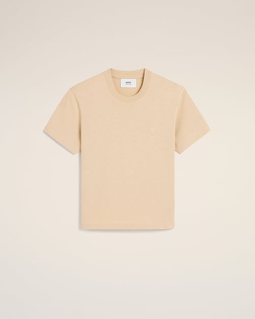 Beige Cotton Ami de Coeur T-Shirt - 1 - Ami Paris