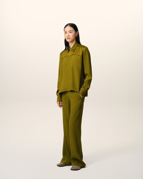 Khaki Contrasted Top Long Sleeve Shirt - 6 - Ami Paris