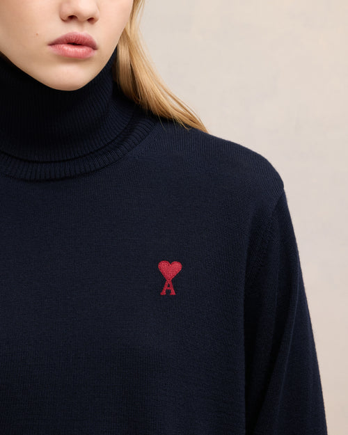 Red Ami de Coeur Turtle Neck Sweater - 4 - Ami Paris