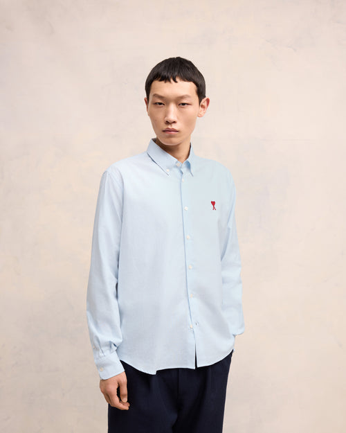 Blue Cotton Button-Down Ami de Coeur Shirt - 3 - Ami Paris