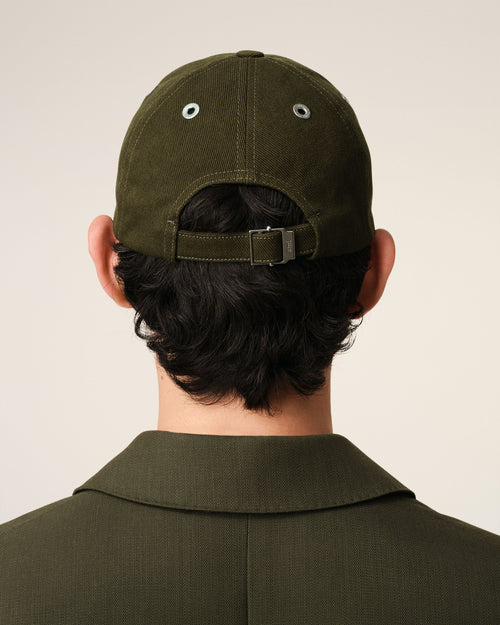 Green Cotton Embossed Ami de Coeur Cap - 6 - Ami Paris