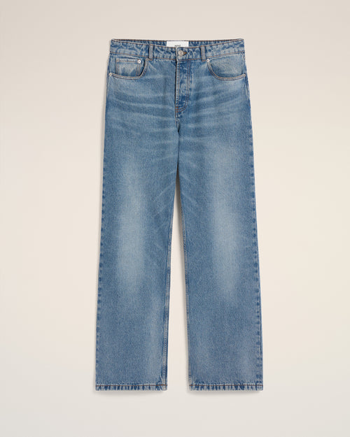 Blue Cotton Large Fit Jeans - 2 - Ami Paris