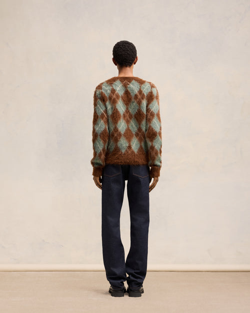 Alpaca Mohair Brushed Argyle Sweater - 5 - Ami Paris