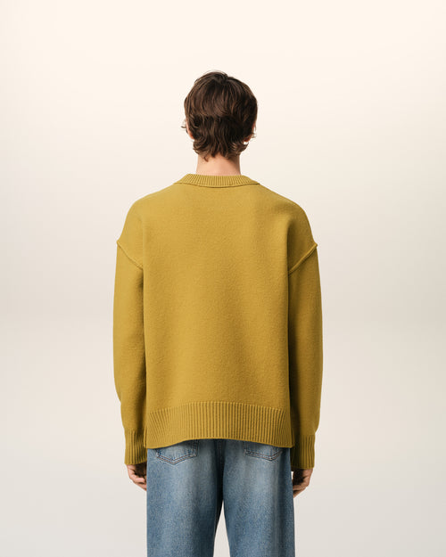 Mustard Wool Ami de Coeur Sweater - 5 - Ami Paris