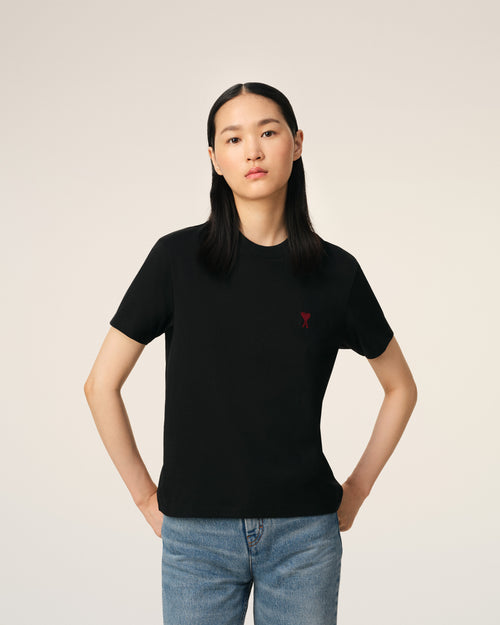 Black Cotton Ami de Coeur T-Shirt - 9 - Ami Paris