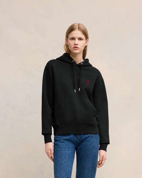 							Black Cotton Ami de Coeur Hoodie - 3						 - Ami Paris