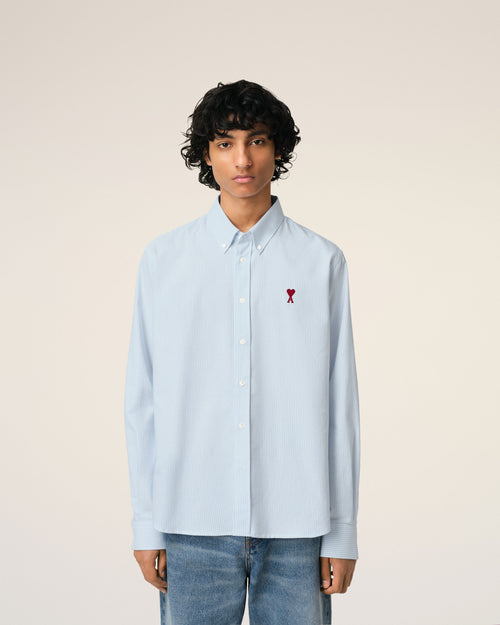 Blue Cotton Button-Down Ami de Coeur Shirt - 3 - Ami Paris