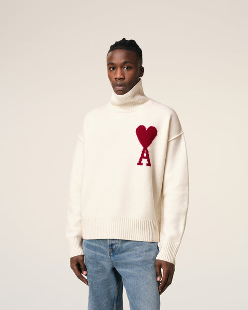 White Wool Ami de Coeur Sweater - 3 - Ami Paris