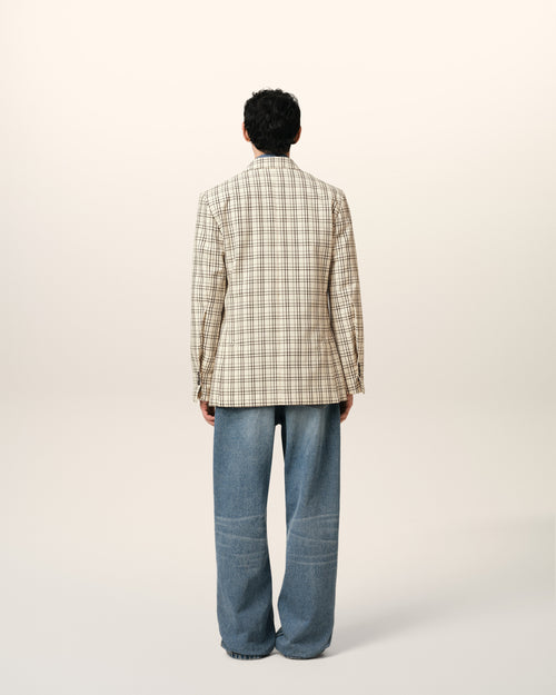 Beige Checked Wool Semi-Lined Jacket - 5 - Ami Paris