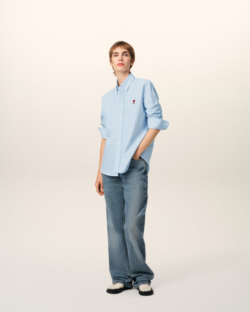 									Blue Cotton Button-Down Ami de Coeur Shirt - 3								 - Ami Paris