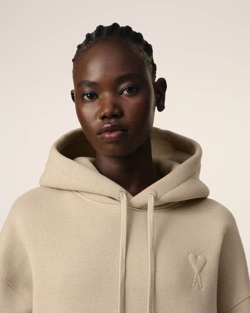 Beige Cotton Ami de Coeur Hoodie - 10 - Ami Paris