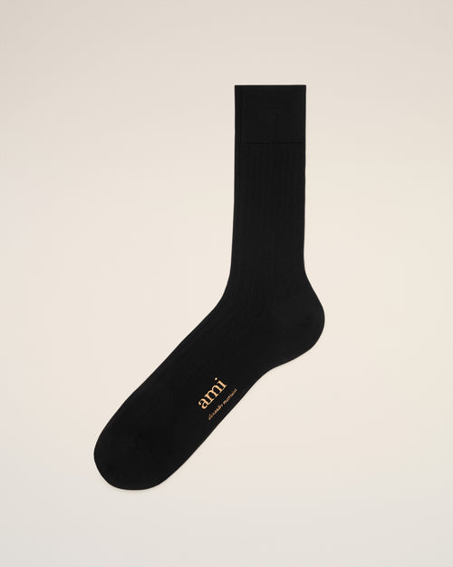 Black Cotton Ami de Coeur Plate Socks - 2 - Ami Paris