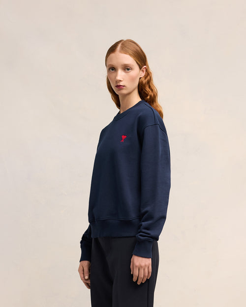 Sweatshirt Bleu Marine Ami de Coeur En Coton - 12 - Ami Paris