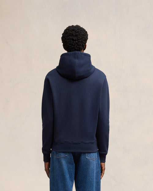 Navy Cotton Ami de Coeur Zipped Hoodie - 5 - Ami Paris