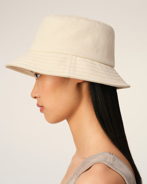 Beige Cotton Ami de Coeur Embroidery Bucket Hat - 11 - Ami Paris