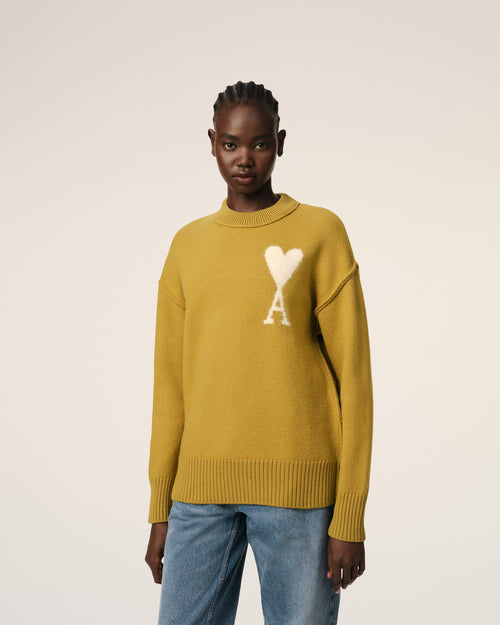 Mustard Wool Ami de Coeur Sweater - 9 - Ami Paris