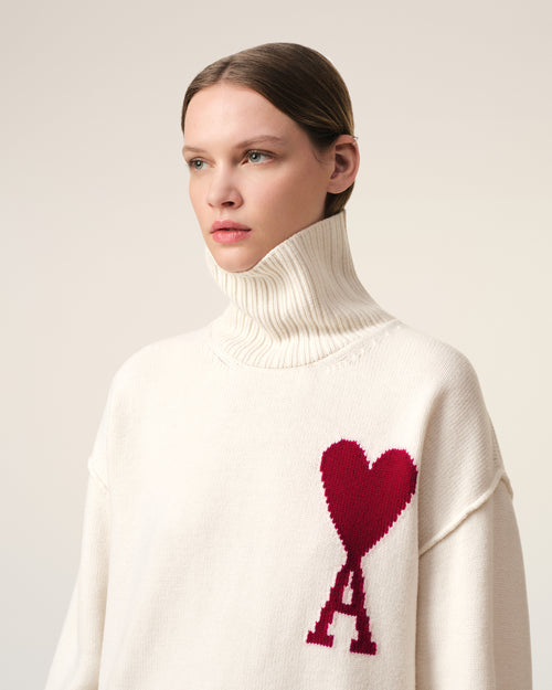 White Wool Ami de Coeur Sweater - 10 - Ami Paris