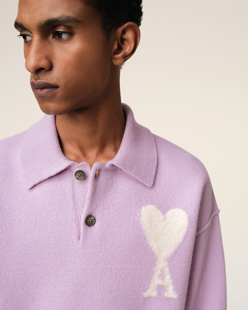 Purple Wool Ami de Coeur Polo - 4 - Ami Paris