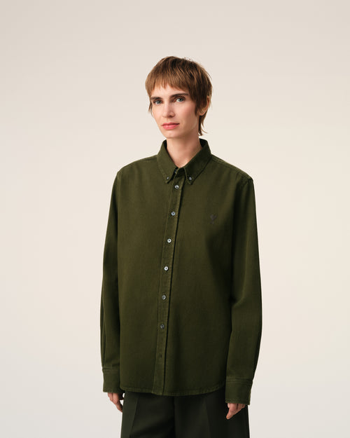 Green Cotton Button-Down Ami de Coeur Shirt - 9 - Ami Paris