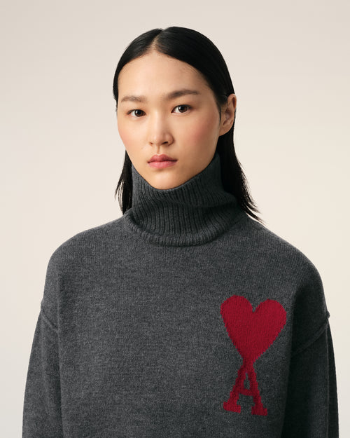 Grey Wool Ami de Coeur Sweater - 10 - Ami Paris