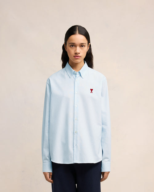 Blue Cotton Button-Down Ami de Coeur Shirt - 9 - Ami Paris