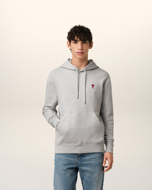 Grey Cotton Ami de Coeur Hoodie - 1 - Ami Paris